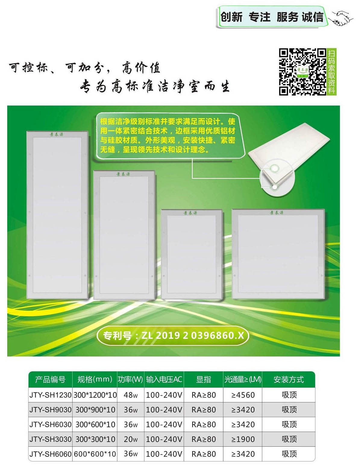 LED可控標可加分專(zhuān)用平板凈化燈